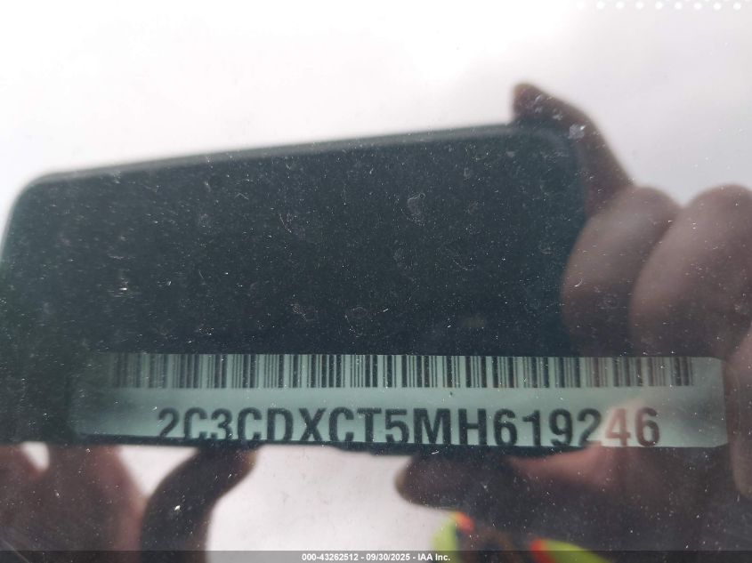 2021 Dodge Charger R/T Rwd VIN: 2C3CDXCT5MH619246 Lot: 43262512