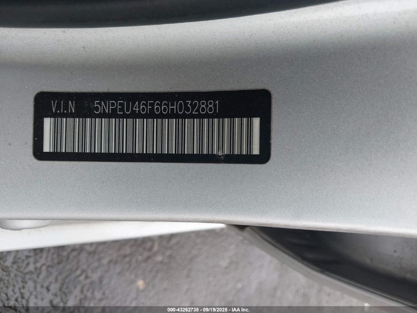 2006 Hyundai Sonata Gls V6/Lx V6 VIN: 5NPEU46F66H032881 Lot: 43262738