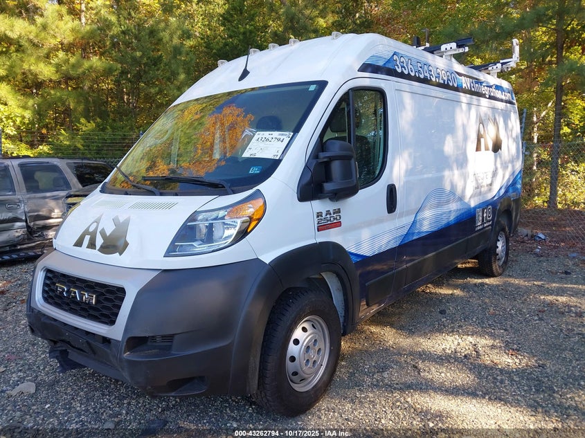 Vin: 3c6lrvdg2ne130164, lot: 43757362, ram promaster 2500 high roof 159 wb 20222