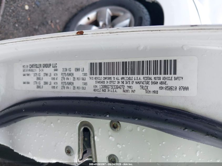 2014 Ram 1500 Big Horn VIN: 1C6RR6GT5ES364272 Lot: 43263267