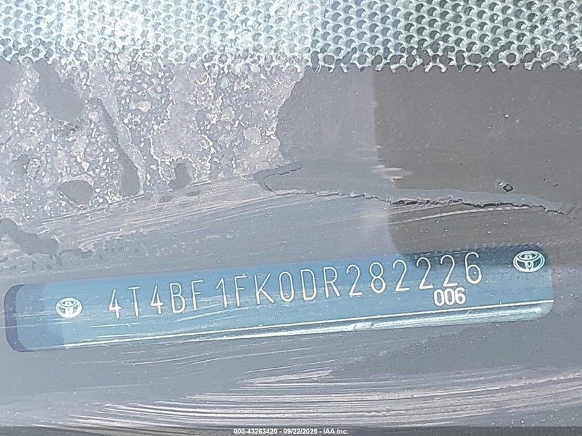 2013 Toyota Camry Xle VIN: 4T4BF1FK0DR282226 Lot: 43263420