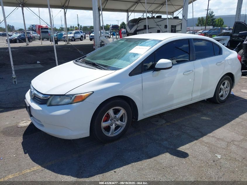 2012 Honda Civic Natural Gas white sedan null 19XFB5F55CE003282 photo #3
