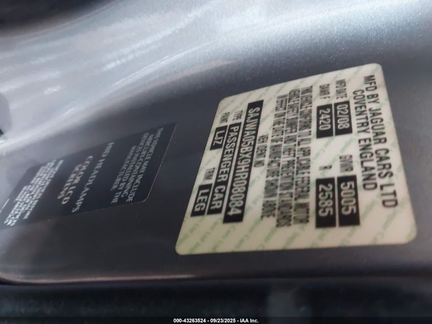 2009 Jaguar Xf Luxury VIN: SAJWA05BX9HR08084 Lot: 43263524