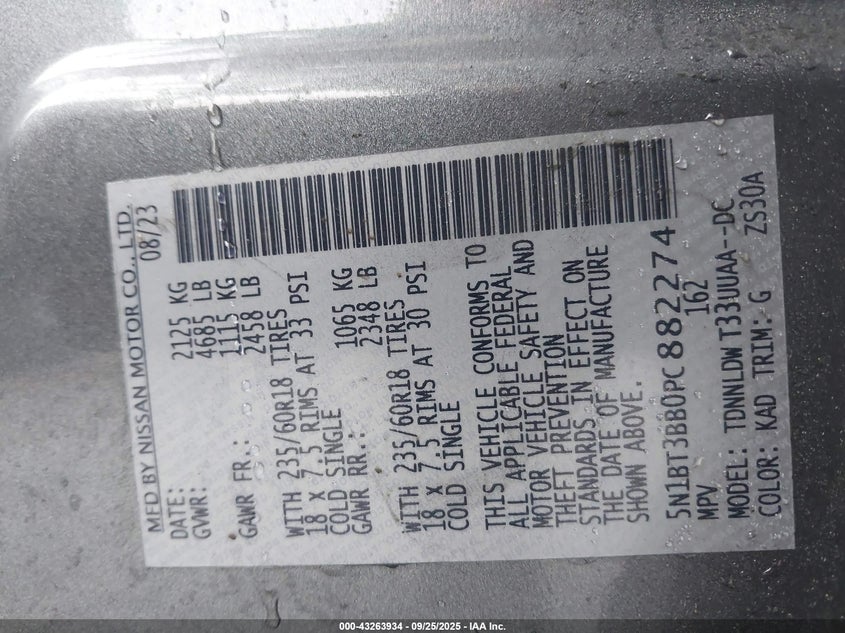 2023 NISSAN ROGUE SV INTELLIGENT AWD - 5N1BT3BB0PC882274