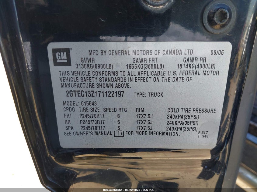2GTEC13Z171122197 2007 GMC SIERRA photo no. 9