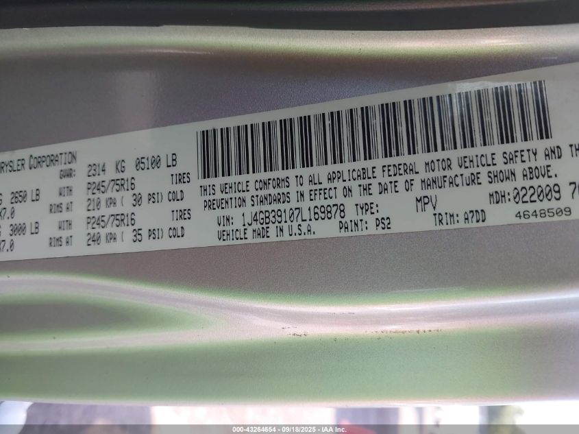 2007 Jeep Wrangler Unlimited X VIN: 1J4GB39107L169878 Lot: 43264654