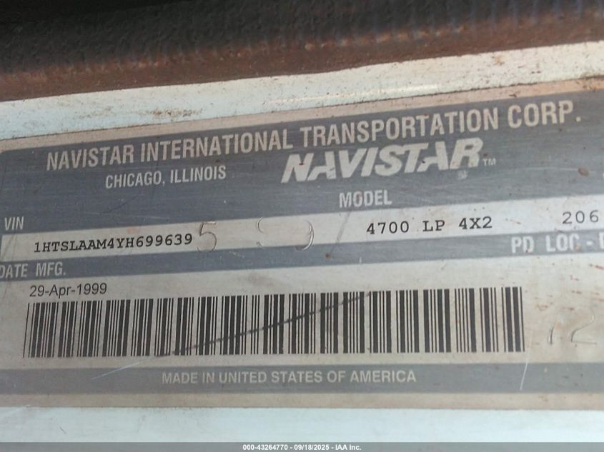 2000 International 4000 4700 VIN: 1HTSLAAM4YH699639 Lot: 43264770