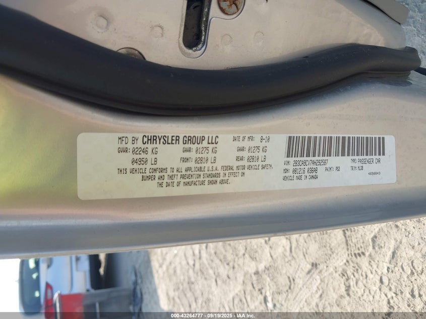 2010 Dodge Charger Rallye VIN: 2B3CA9CV7AH292587 Lot: 43264777