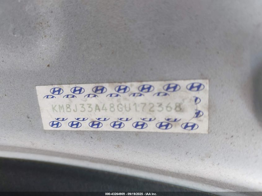 2016 Hyundai Tucson Se VIN: KM8J33A48GU172368 Lot: 43264909