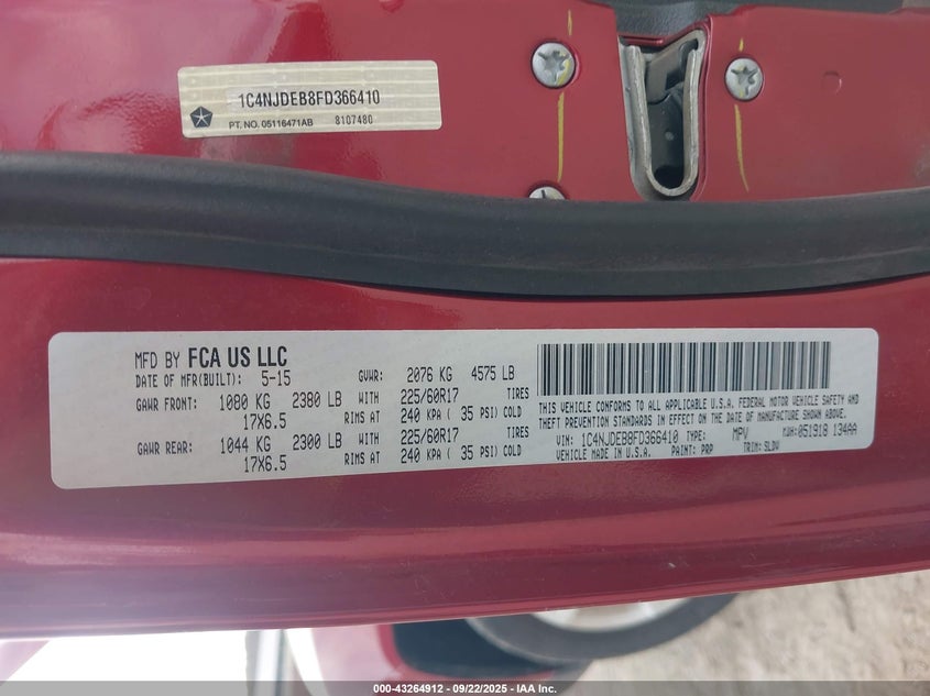 2015 JEEP COMPASS HIGH ALTITUDE EDITION - 1C4NJDEB8FD366410