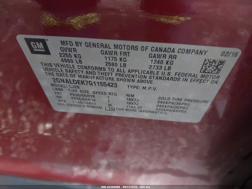 2016 CHEVROLET EQUINOX LTZ - 2GNALDEK7G1155423