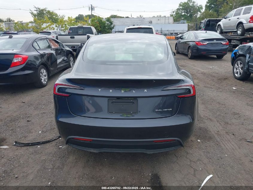 2025 Tesla Model 3 Long Range All-Wheel Drive VIN: 5YJ3E1EB5SF935033 Lot: 43265782