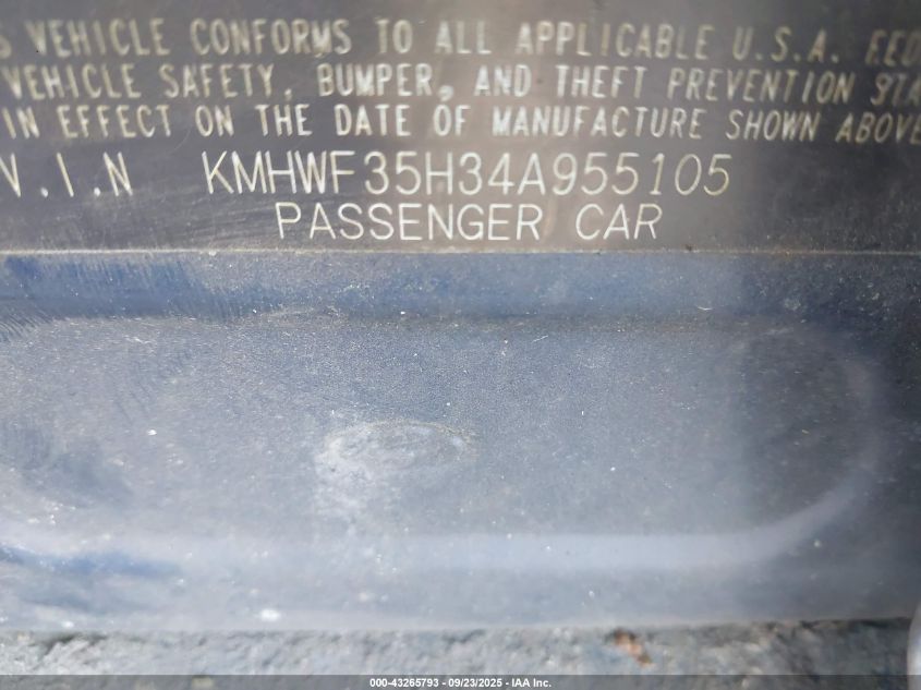 2004 Hyundai Sonata Gls/Lx VIN: KMHWF35H34A955105 Lot: 43265793