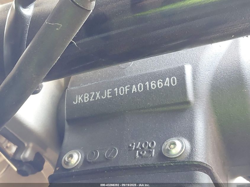 2015 Kawasaki Zx636 E VIN: JKBZXJE10FA016640 Lot: 43266392