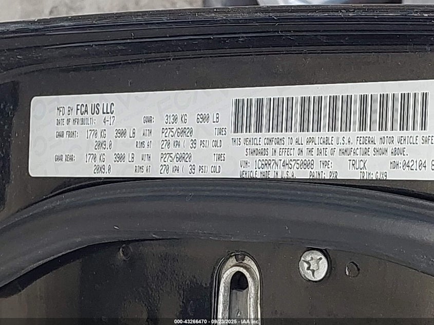 2017 RAM 1500 LARAMIE  4X4 5'7 BOX - 1C6RR7NT4HS750808