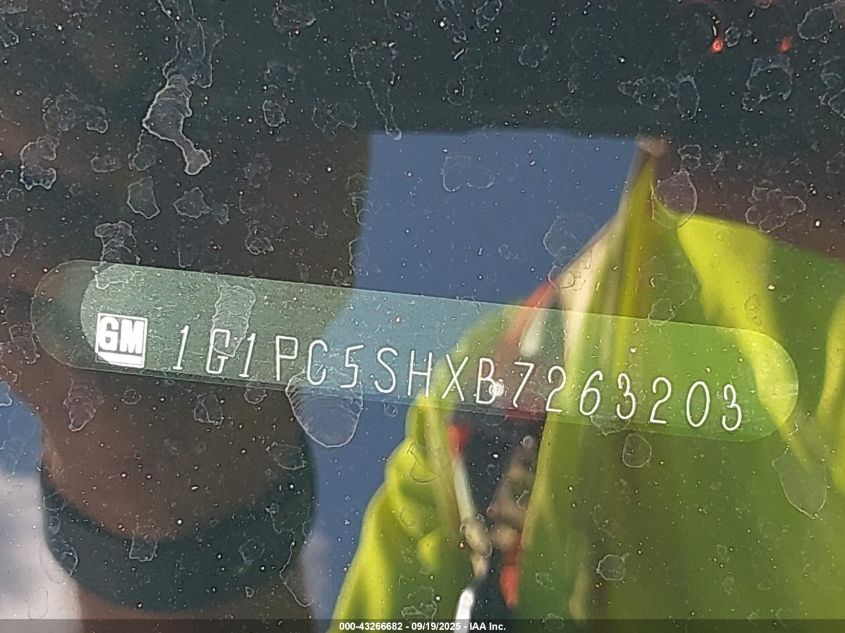 2011 Chevrolet Cruze Ls VIN: 1G1PC5SHXB7263203 Lot: 43266682