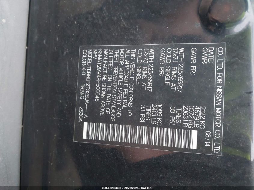 2015 Nissan Rogue S VIN: KNMAT2MV4FP500546 Lot: 43266868