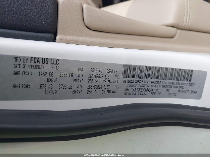 2018 JEEP GRAND CHEROKEE LIMITED 4X4 1C4RJFBG5JC484944