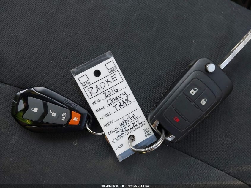 2016 Chevrolet Trax 1Ls VIN: 3GNCJKSB0GL236687 Lot: 43266987