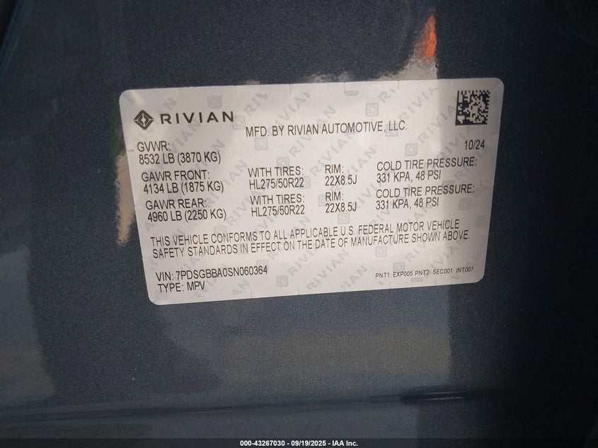 7PDSGBBA0SN060364 2025 RIVIAN R1S photo no. 9