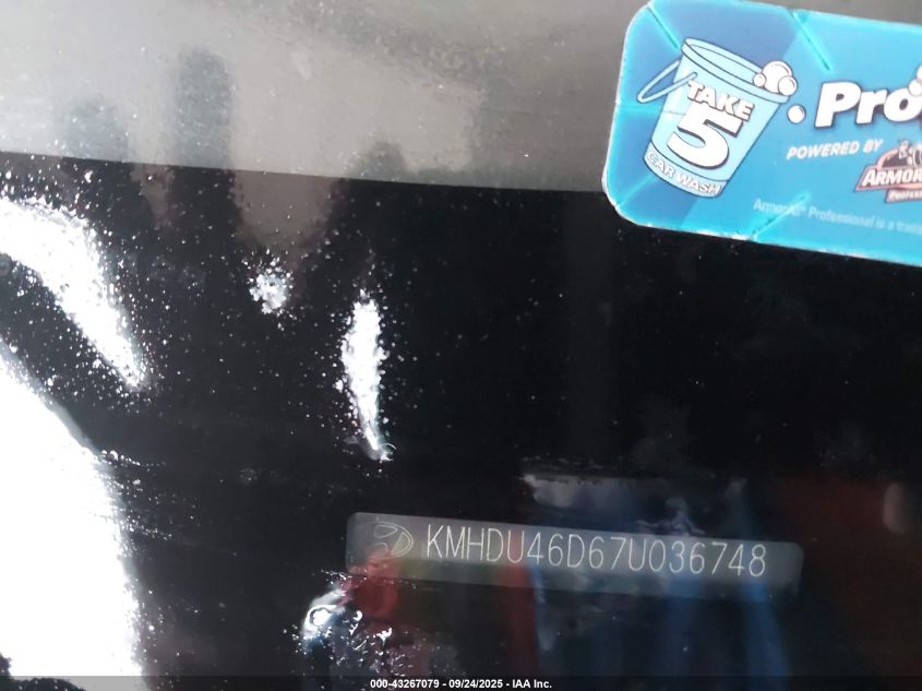 2007 Hyundai Elantra Gls/Limited/Se VIN: KMHDU46D67U036748 Lot: 43267079