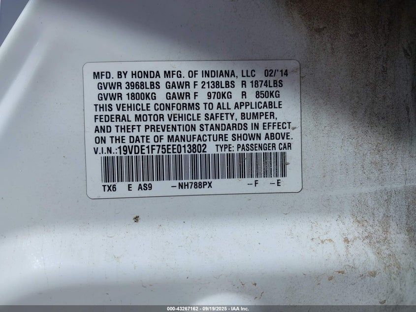 2014 ACURA ILX 2.0L - 19VDE1F75EE013802