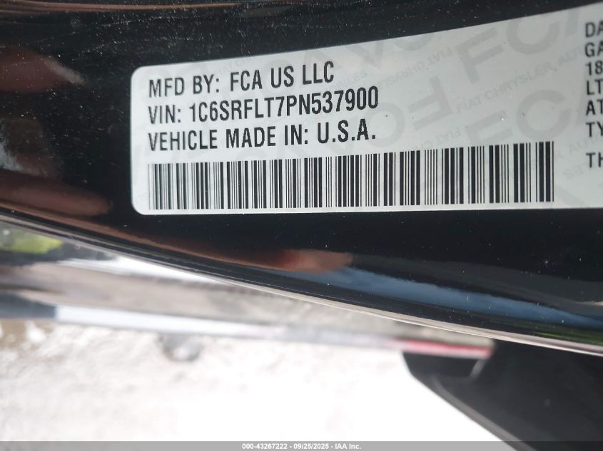 2023 Ram 1500 Rebel 4X4 5'7 Box VIN: 1C6SRFLT7PN537900 Lot: 43267222