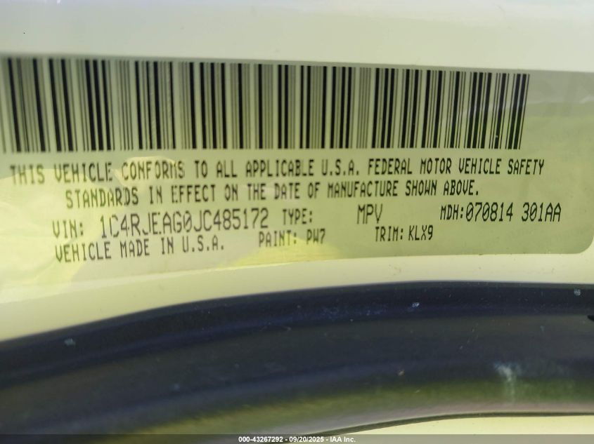 2018 Jeep Grand Cherokee Altitude 4X2 VIN: 1C4RJEAG0JC485172 Lot: 43267292