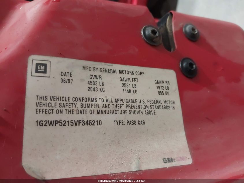 1997 Pontiac Grand Prix Gt VIN: 1G2WP5215VF346210 Lot: 43267393