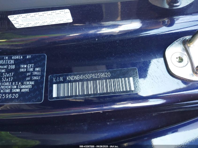 2023 Kia Carnival Mpv Lx Seat Package VIN: KNDNB4H30P6259620 Lot: 43267599