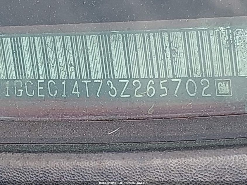 2003 Chevrolet Silverado C1500 VIN: 1GCEC14T73Z265702 Lot: 43268107