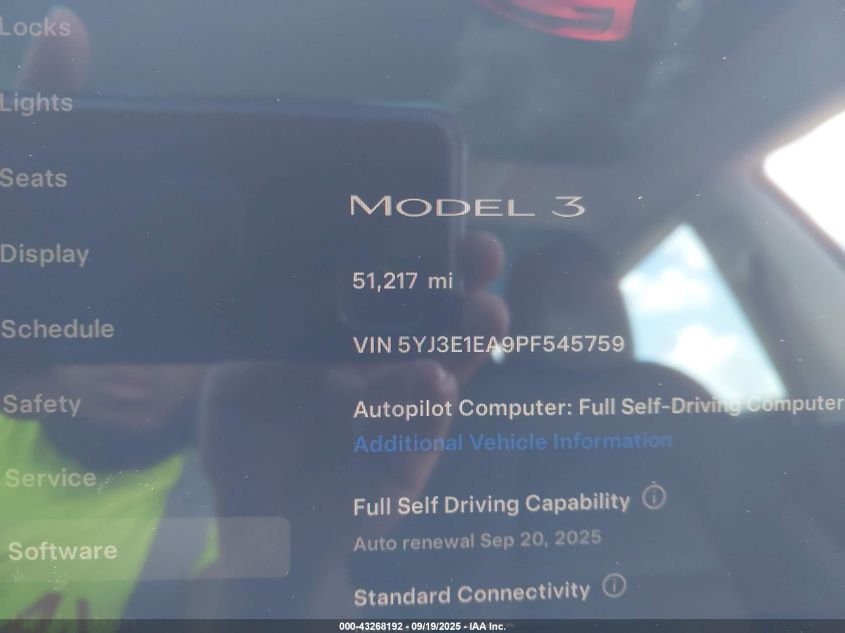 2023 Tesla Model 3 Rear-Wheel Drive VIN: 5YJ3E1EA9PF545759 Lot: 43268192