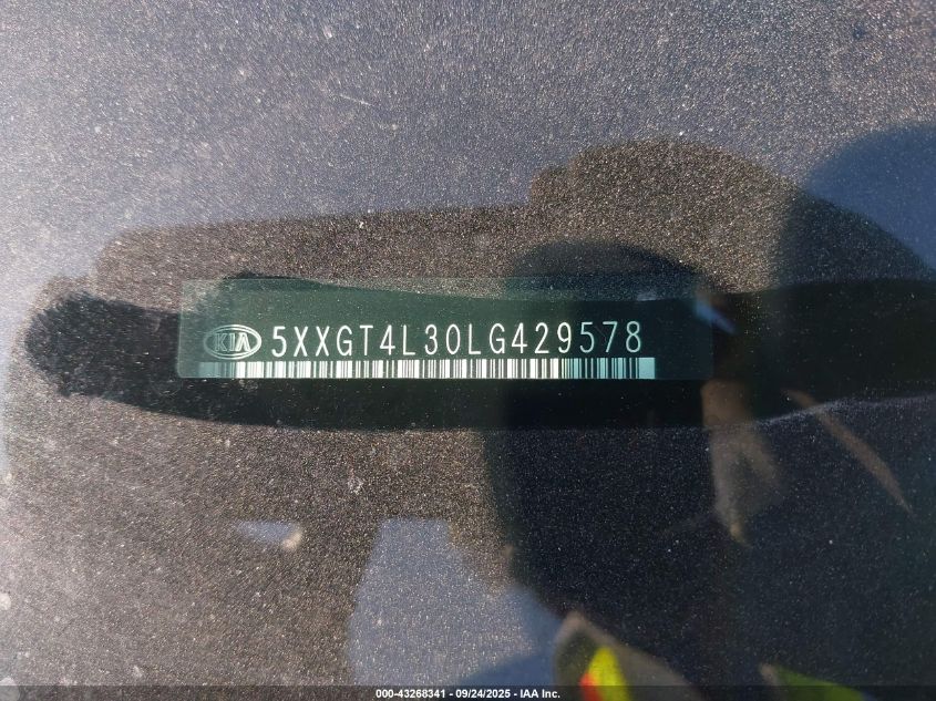 2020 Kia Optima Lx VIN: 5XXGT4L30LG429578 Lot: 43268341