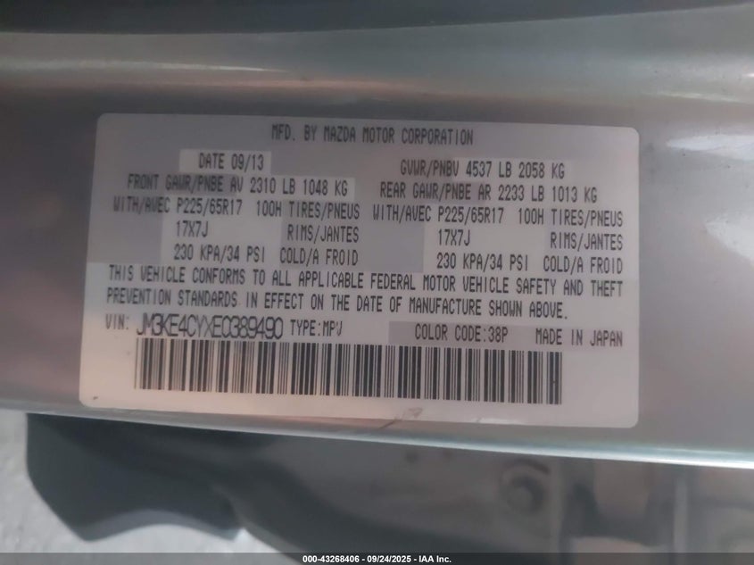 2014 MAZDA CX-5 TOURING - JM3KE4CYXE0389490