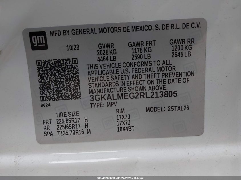 2024 GMC Terrain Fwd Sle VIN: 3GKALMEG2RL213805 Lot: 43268650