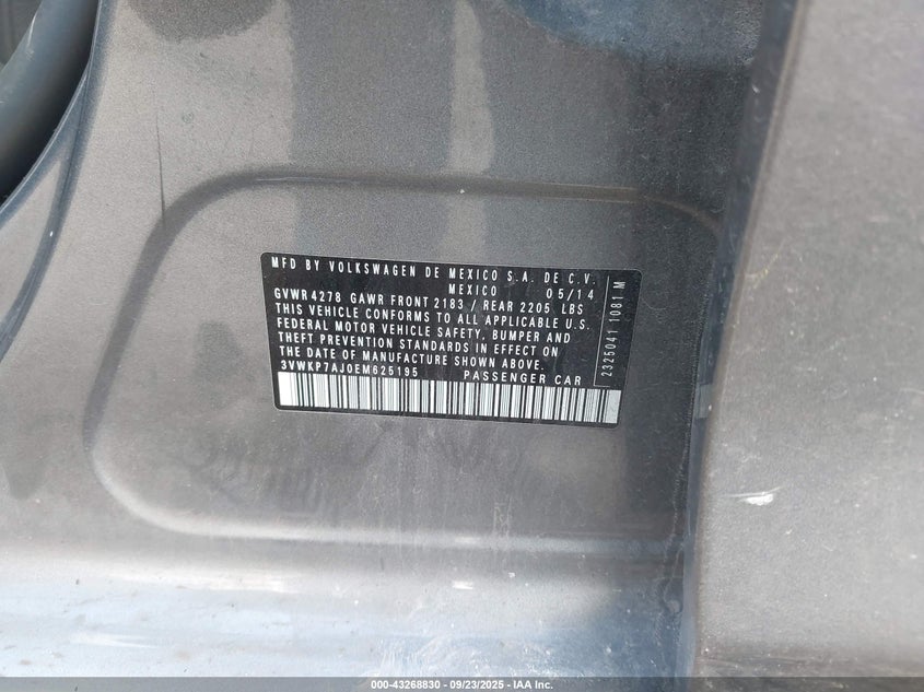 2014 VOLKSWAGEN JETTA SPORTWAGEN 2.5L S 3VWKP7AJ0EM625195