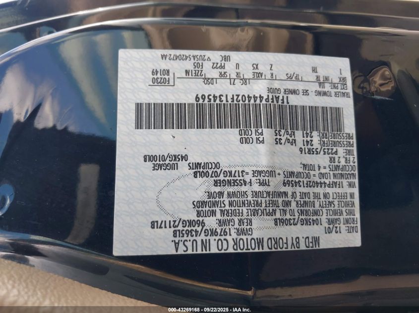 2002 Ford Mustang VIN: 1FAFP44402F134569 Lot: 43269168