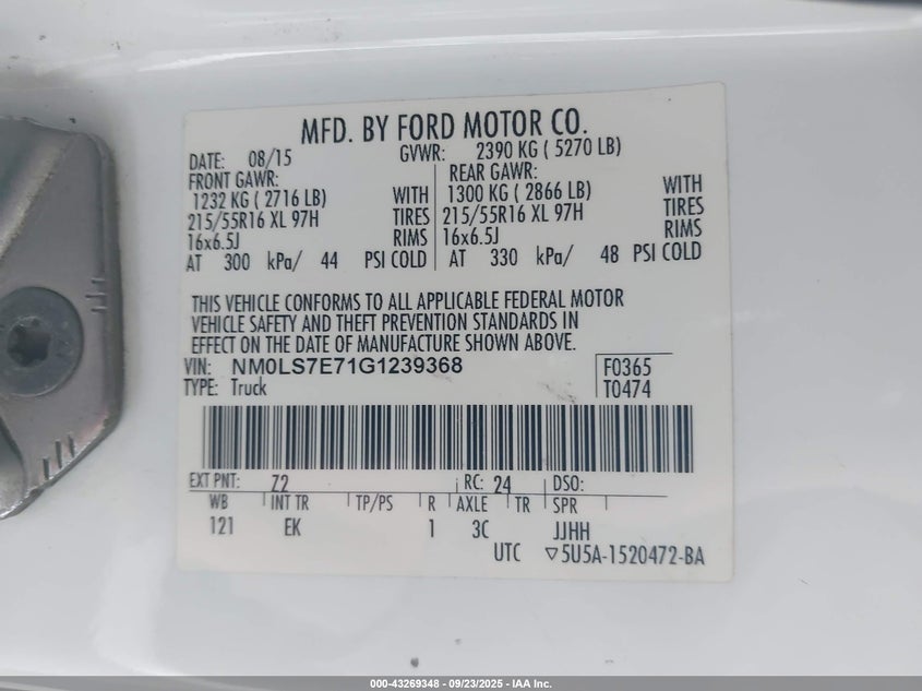 2016 FORD TRANSIT CONNECT XL - NM0LS7E71G1239368