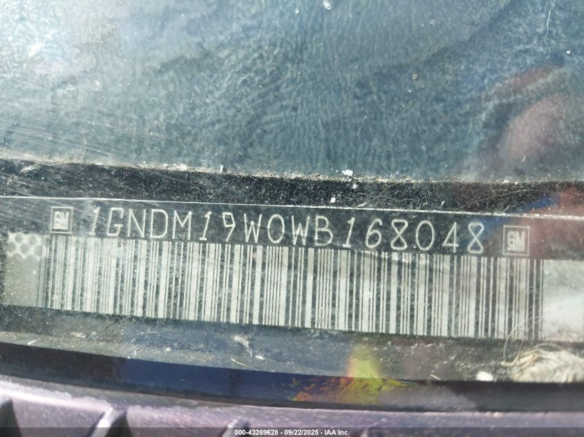 1998 Chevrolet Astro VIN: 1GNDM19W0WB168048 Lot: 43269628