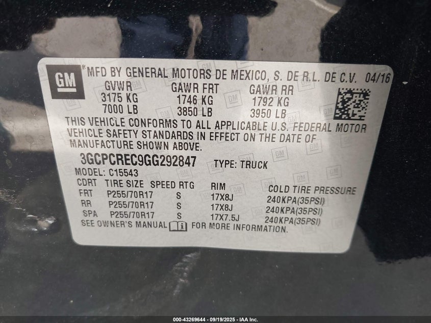 2016 CHEVROLET SILVERADO 1500 1LT - 3GCPCREC9GG292847