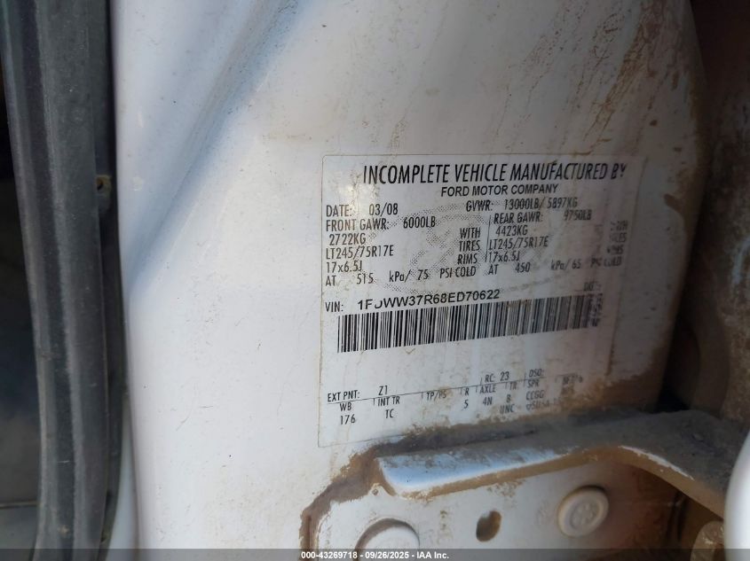 2008 Ford F-350 Chassis Lariat/Xl/Xlt VIN: 1FDWW37R68ED70622 Lot: 43269718