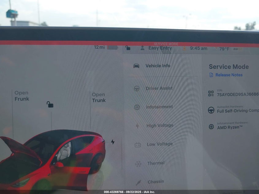 2025 Tesla Model Y Long Range Dual Motor All-Wheel Drive VIN: 7SAYGDED9SA366867 Lot: 43269766