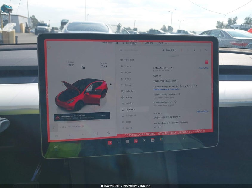 2025 Tesla Model Y Long Range Dual Motor All-Wheel Drive VIN: 7SAYGDED9SA366867 Lot: 43269766