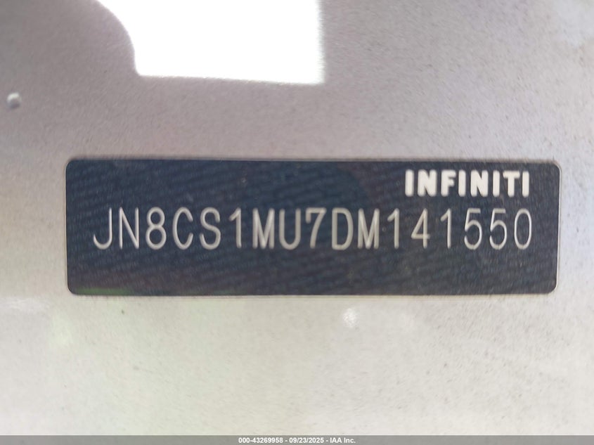 2013 INFINITI FX37 - JN8CS1MU7DM141550