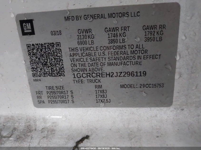 2018 CHEVROLET SILVERADO 1500 1LT - 1GCRCREH2JZ296119