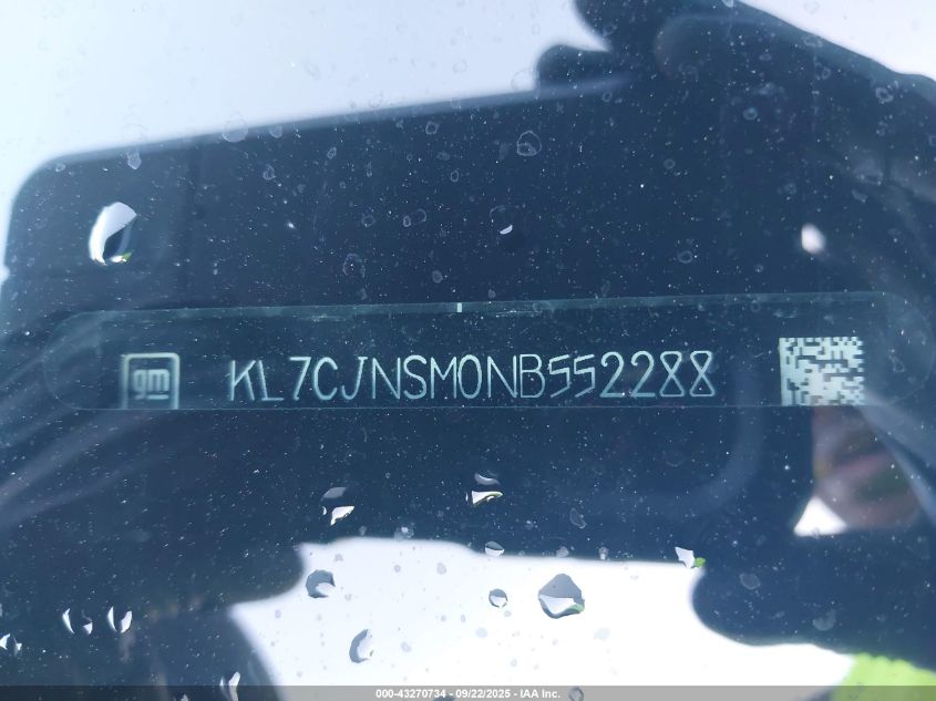 2022 Chevrolet Trax Awd Ls VIN: KL7CJNSM0NB552288 Lot: 43270734