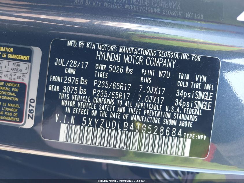 2018 HYUNDAI SANTA FE SPORT 2.4L - 5XYZUDLB4JG528684