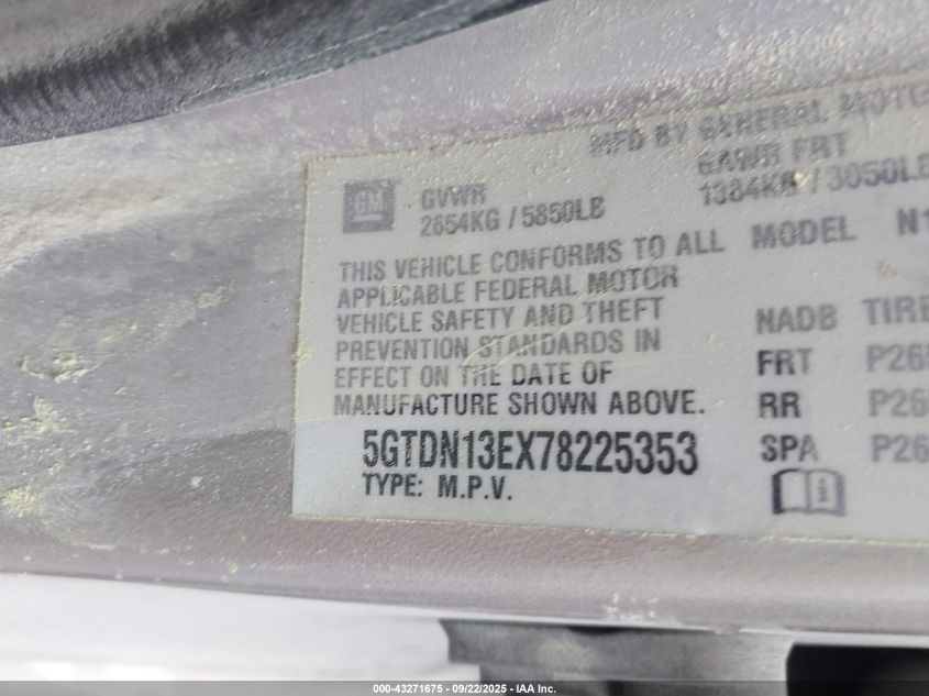 2007 Hummer H3 Suv VIN: 5GTDN13EX78225353 Lot: 43271675