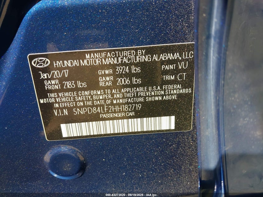 2017 HYUNDAI ELANTRA VALUE EDITION - 5NPD84LF2HH182719