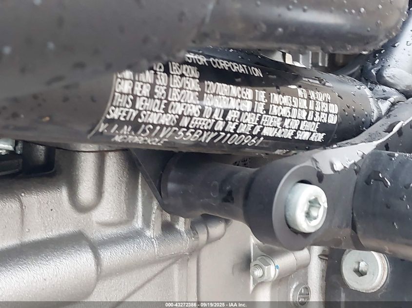 2019 Suzuki Sv650 A/X VIN: JS1VP55BXK7100961 Lot: 43272386